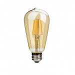 Λάμπα LED E27 6W 220V 1000LM θερμό λευκό Filament σε σχήμα αχλάδι Dimmable ST64