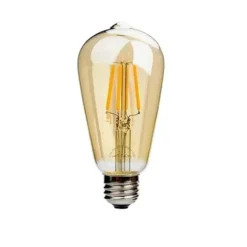 Λάμπα LED E27 6W 220V 1000LM θερμό λευκό Filament σε σχήμα αχλάδι Dimmable ST64