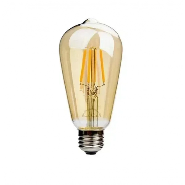 Λάμπα LED E27 6W 220V 1000LM θερμό λευκό Filament σε σχήμα αχλάδι Dimmable ST64