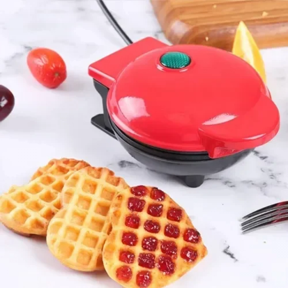 Mini βαφλιέρα σε στρογγυλό σχήμα HYH-119 κόκκινη 350 Watt - Image 2