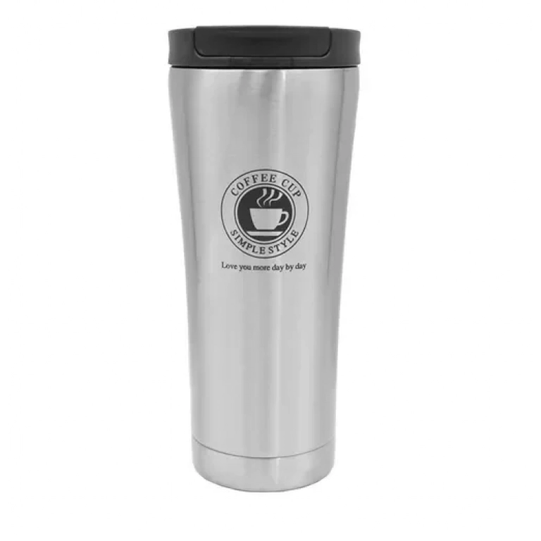 Ποτήρι θερμός με καπάκι ασφαλείας 500ml JB-1713 ασημί