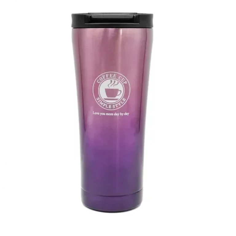 Ποτήρι θερμός με καπάκι ασφαλείας 500ml JB-1713 ροζ - μωβ
