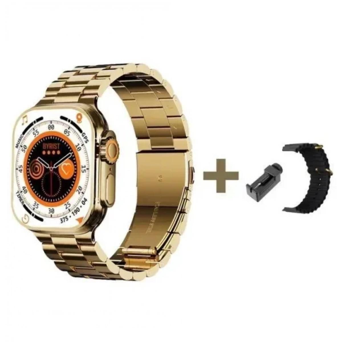 Smartwatch με παλμογράφο & ένδειξη μηνυμάτων με Bluetooth M9 Ultra Max χρυσό - Image 2