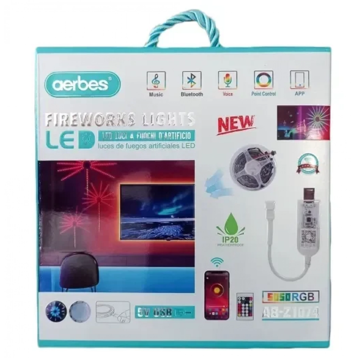 Ταινία LED τροφοδοσίας USB (5V) RGB με τηλεχειριστήριο τύπου SMD5050 AB-Z1074 Aerbes - Image 2