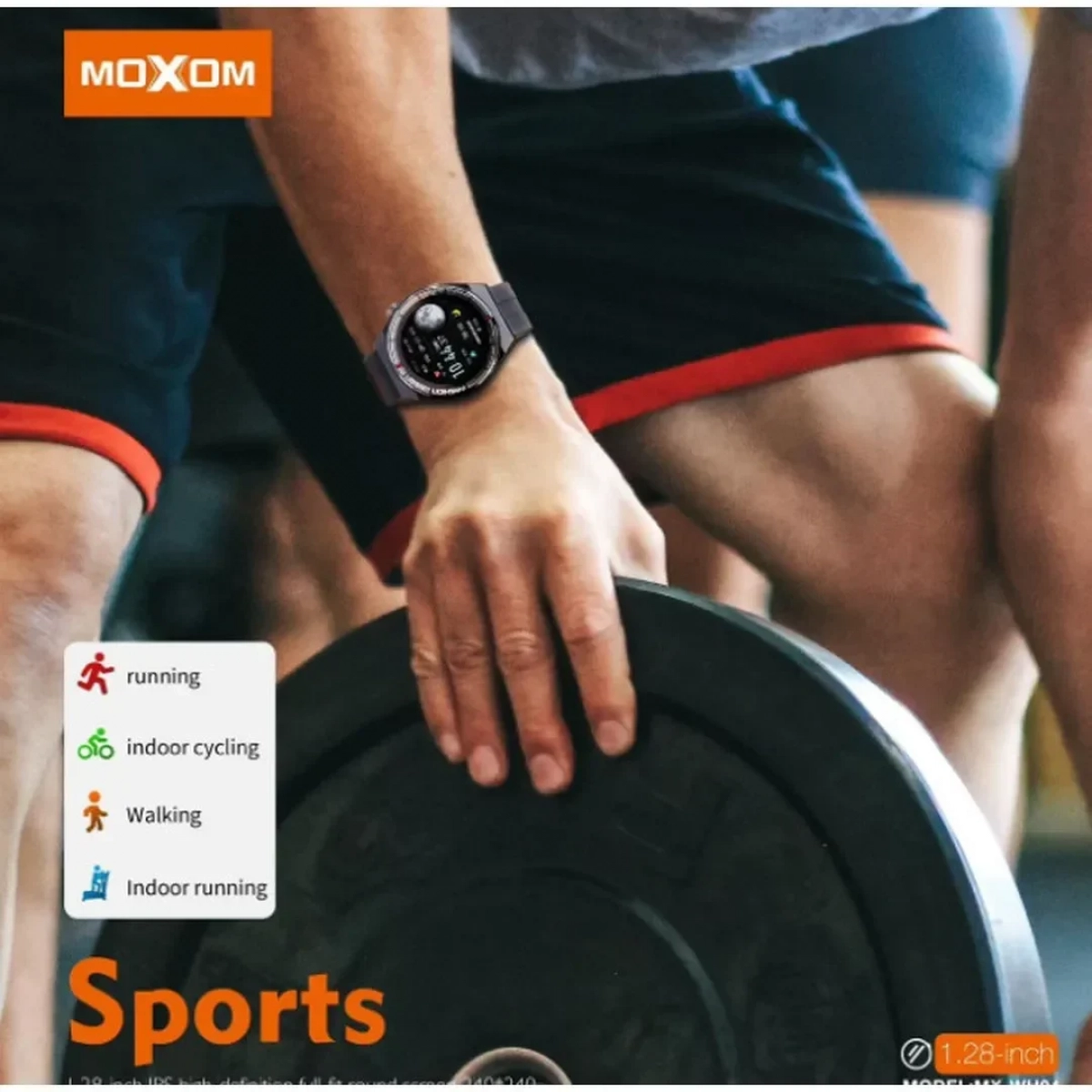 Moxom Sports MX-WH04 Αδιάβροχο Smartwatch με Παλμογράφο (Μαύρο)