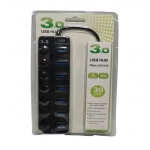 Usb hub 3.0 / 7 θυρών με διακόπτες τροφοδοσίας και προσαρμογέα HQ-7-PORT