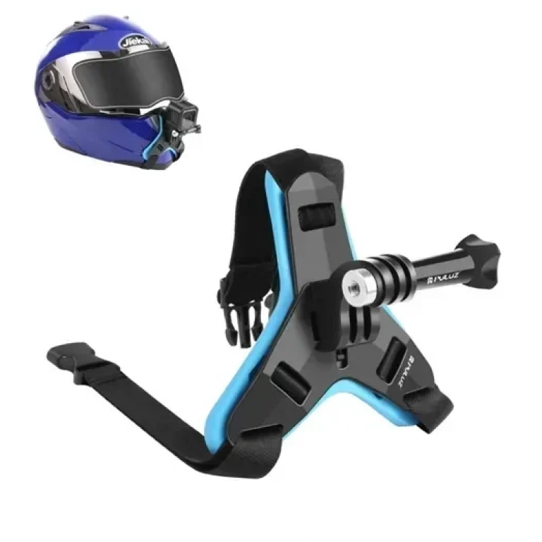 Βάση στήριξης Action Camera κράνους Puluz μπροστινός ιμάντας/ PU579L Universal μπλε