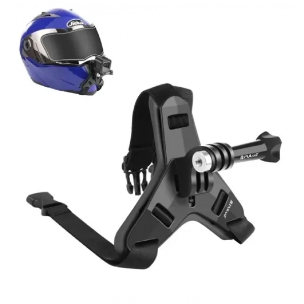 Βάση στήριξης Action Camera κράνους Puluz μπροστινός ιμάντας/ PU579L Universal μαύρη