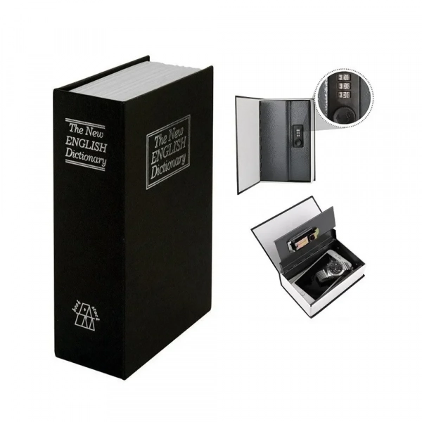 Βιβλίο Χρηματοκιβώτιο Ασφαλείας με Κλειδί 265x200x65mm σε Μαύρο Χρώμα