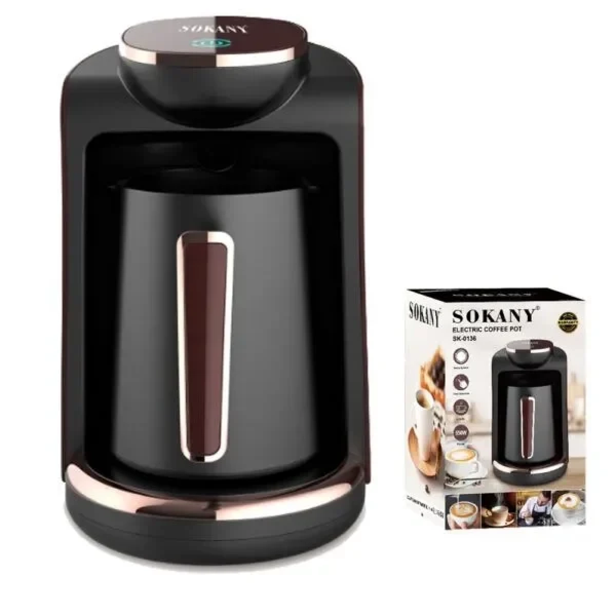 Μηχανή Ελληνικού Καφέ με Χωρητικότητα 250ml 550w Sokany SK-0136 Μαύρο-Καφέ