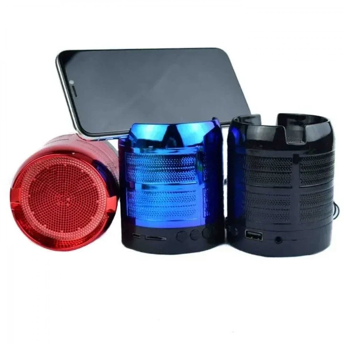 Φορητό ασύρματο ηχείο Bluetooth USB/TF/FM με εγκοπές για τοποθέτηση κινητού Κόκκινο WJ-187BT OEM