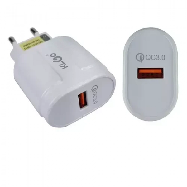 Φορτιστής Ταχείας Φόρτισης 3.0 με Θύρα USB-A KLGO KC-300 Λευκό