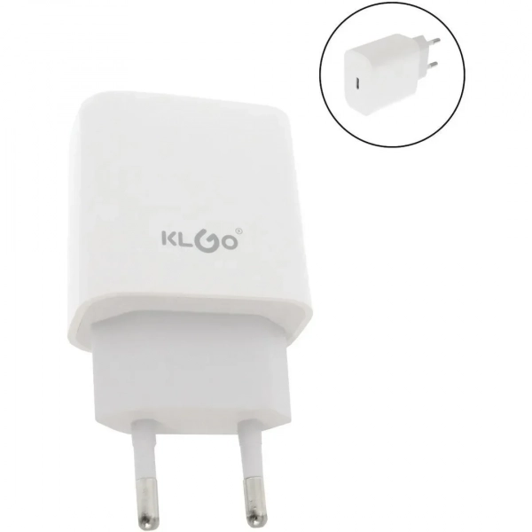 KLGO Φορτιστής Χωρίς Καλώδιο με Θύρα USB-C 20W Λευκός (PD-100)