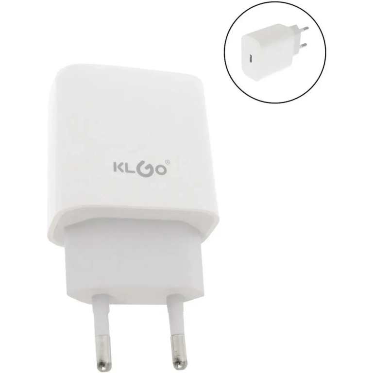 KLGO Φορτιστής Χωρίς Καλώδιο με Θύρα USB-C 20W Λευκός (PD-100)