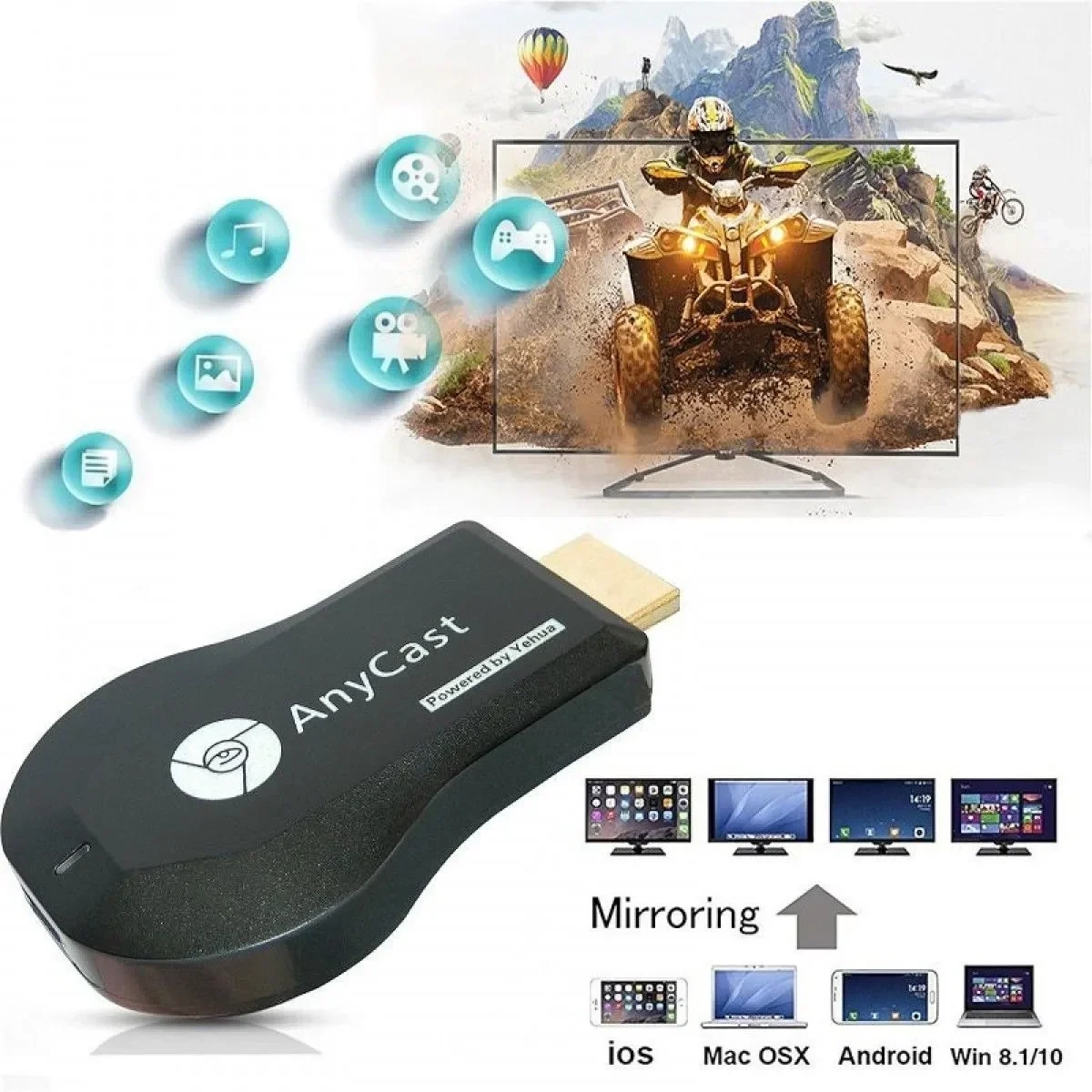 Ασύρματο HDMI Dongle Προβολής Οθόνης Μεταξύ των Συσκευών σας AnyCast M4 Plus OEM