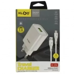 Φορτιστής Ταχείας Φόρτισης με Θύρα USB-A & Micro USB KLGO KC-09A 100cm Λευκό