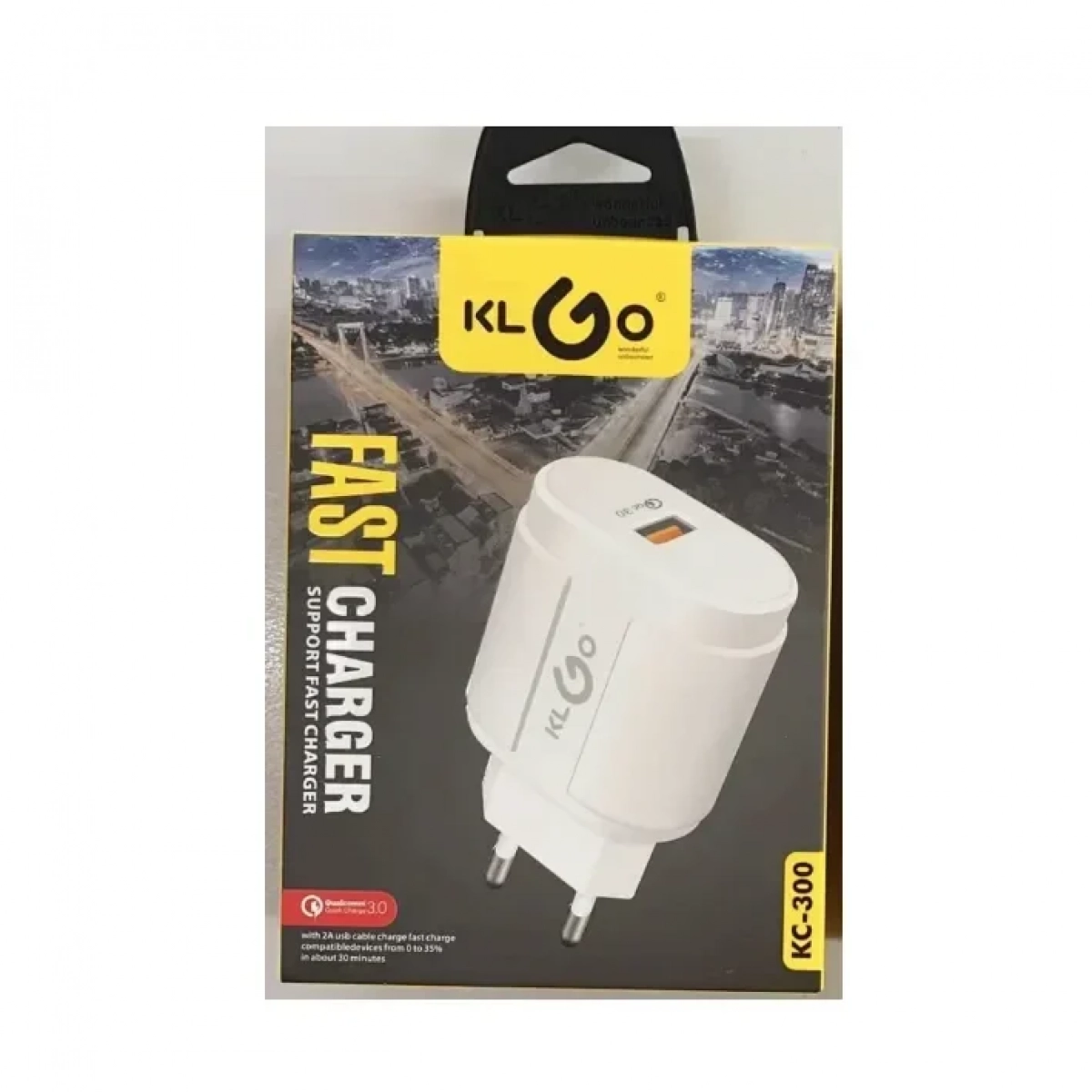 Φορτιστής Ταχείας Φόρτισης 3.0 με Θύρα USB-A KLGO KC-300 Λευκό