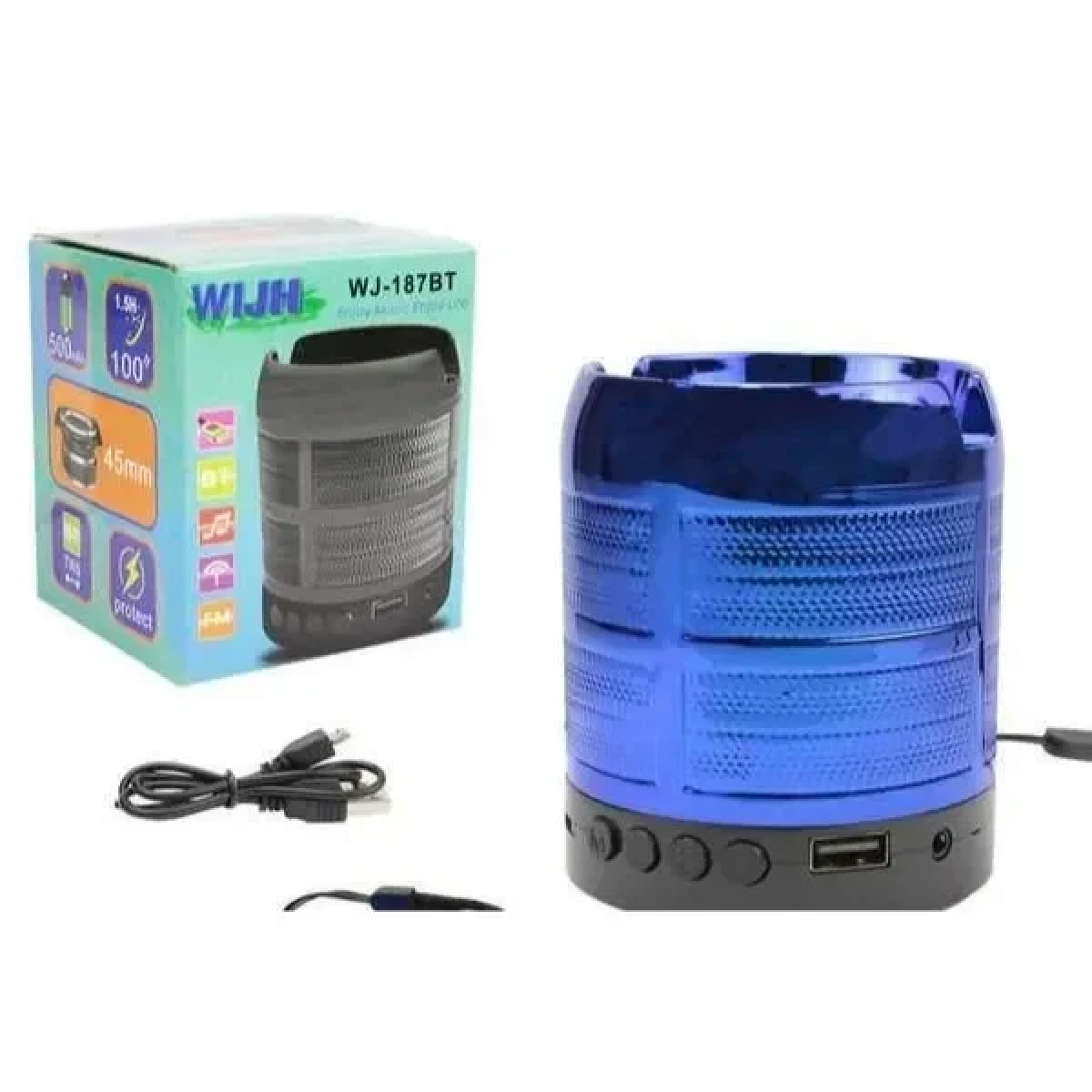 Φορητό ασύρματο ηχείο Bluetooth USB/TF/FM με εγκοπές για τοποθέτηση κινητού Μπλε WJ-187BT OEM
