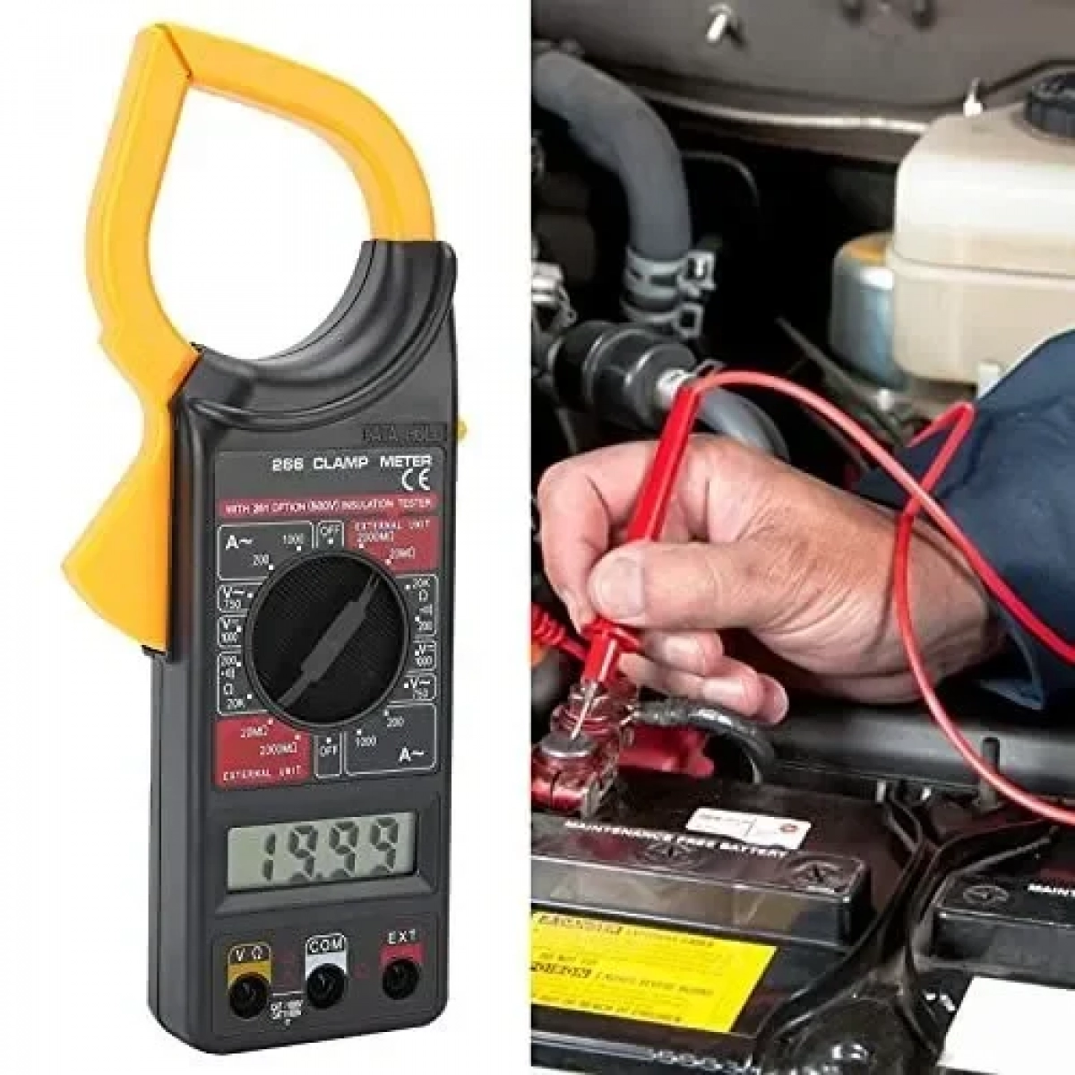 Ψηφιακή Αμπεροτσιμπίδα AC/DC DIGITAL CLAMP METER DT266 – OEM σε Κίτρινο Χρώμα