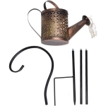 Ηλιακό Ρετρό Φωτιστικό Ποτιστήρι LED με Βραχίονα Στήριξης σε Χρυσό Χρώμα