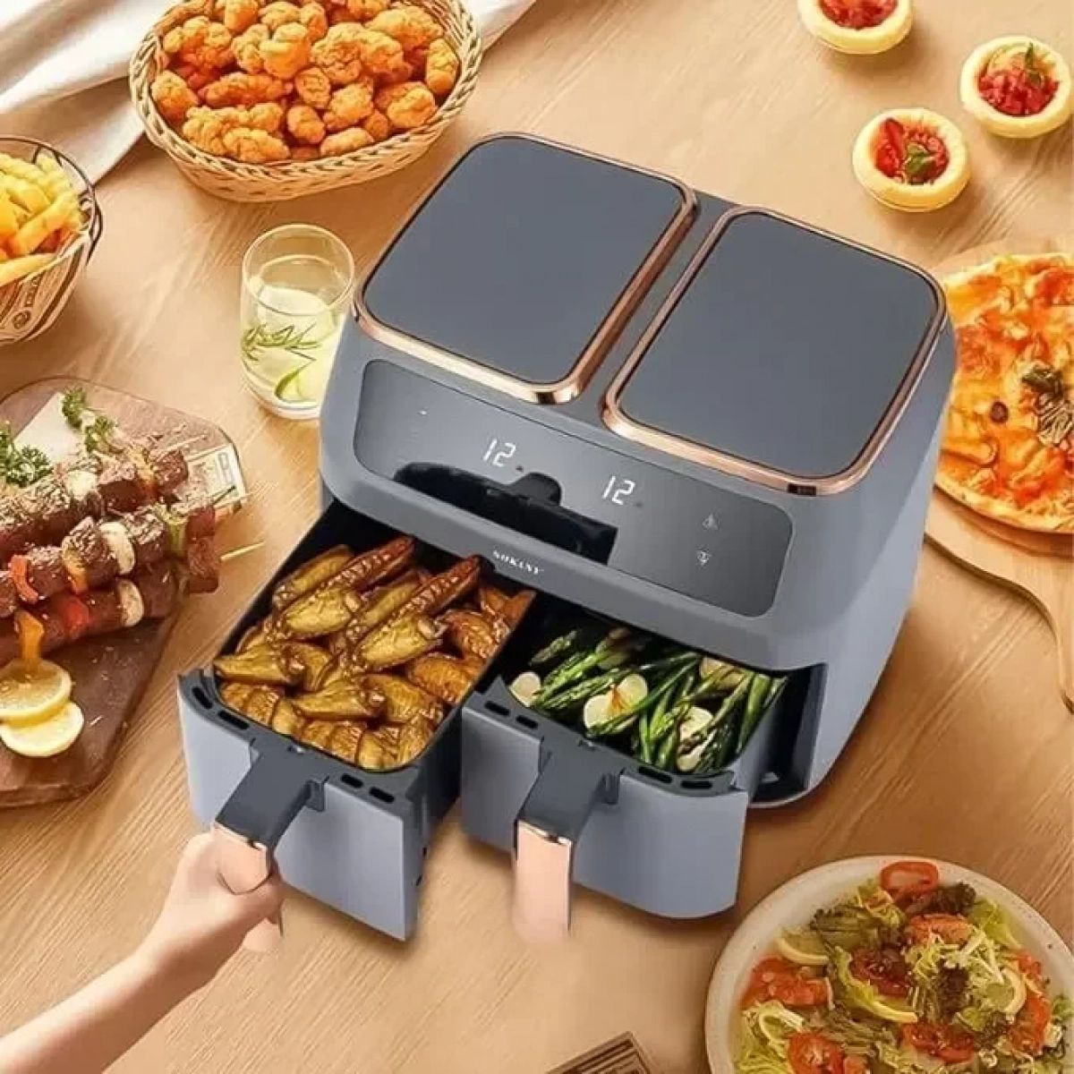 Φριτέζα Αέρος με 2 Αποσπώμενους Κάδους 8lt 1500W SK-ZG-8030