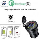 Αδιάβροχος 2xUSB Ταχυφορτιστής QC3.0 12V Μοτοσυκλέτας με Φωτεινό Βολτόμετρο - Μαύρο - Image 7