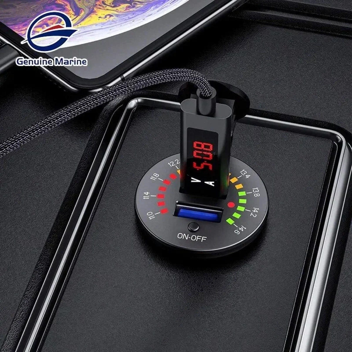 Αδιάβροχος 2xUSB Ταχυφορτιστής QC3.0 12V Μοτοσυκλέτας με Φωτεινό Βολτόμετρο - Μαύρο