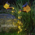 Ηλιακό Ρετρό Φωτιστικό Ποτιστήρι LED με Βραχίονα Στήριξης σε Χρυσό Χρώμα