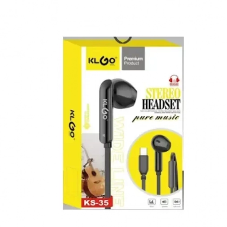 Ακουστικά Stereo Headset με βύσμα USB-C KLGO KS-35 σε Μαύρο Χρώμα