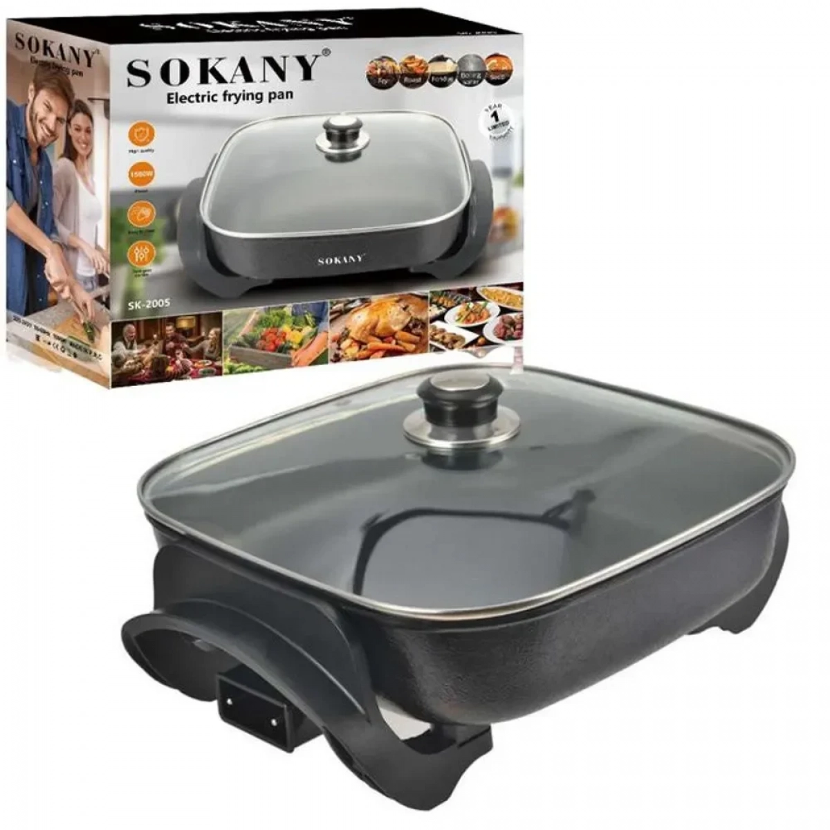 Ηλεκτρικό Αντικολλητικό Τηγάνι 1500W Sokany SK-2005