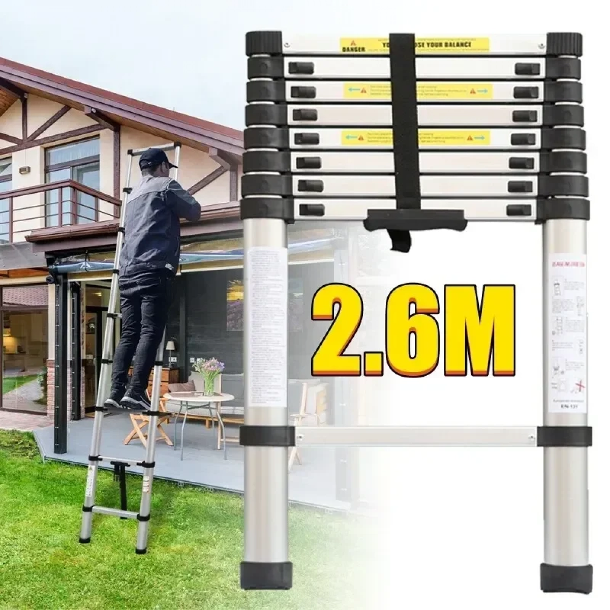 Τηλεσκοπική Σκάλα Αλουμινίου 2.6M 9 Σκαλιών – OEM