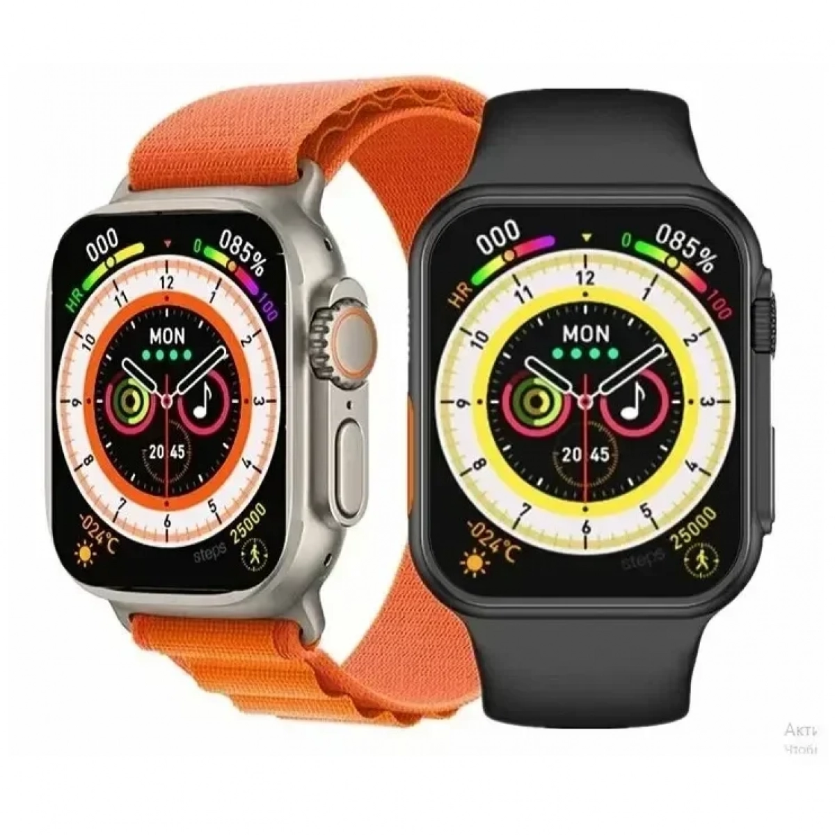 Smart Watch 2 σε 1 DT001 Plus Ultra Big 2.0 + Ακουστικά - Πορτοκαλί