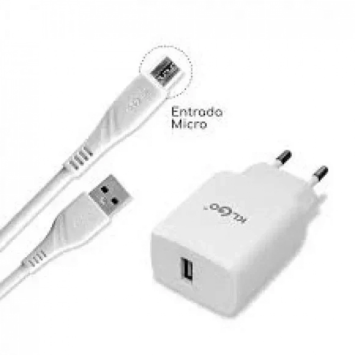 Φορτιστής Ταχείας Φόρτισης με Θύρα USB-A & Micro USB KLGO KC-09A 100cm Λευκό