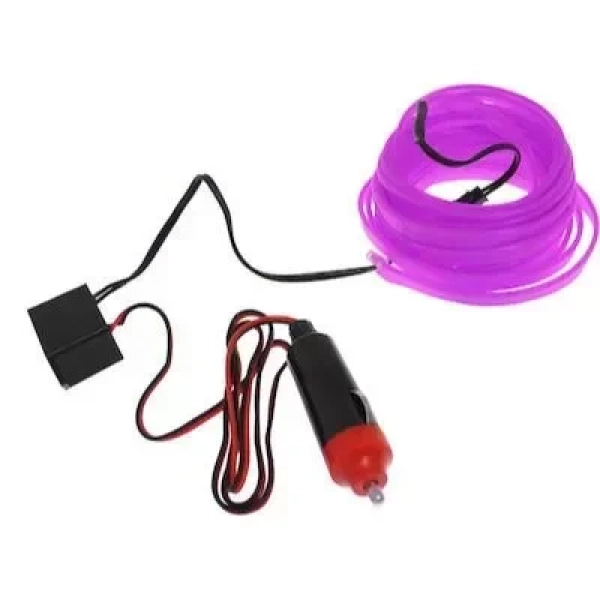 Εύκαμπτο φωτιζόμενο LED καλώδιο Neon 12V Μωβ για εσωτερική διακόσμηση αυτοκινήτου 5m ΟΕΜ