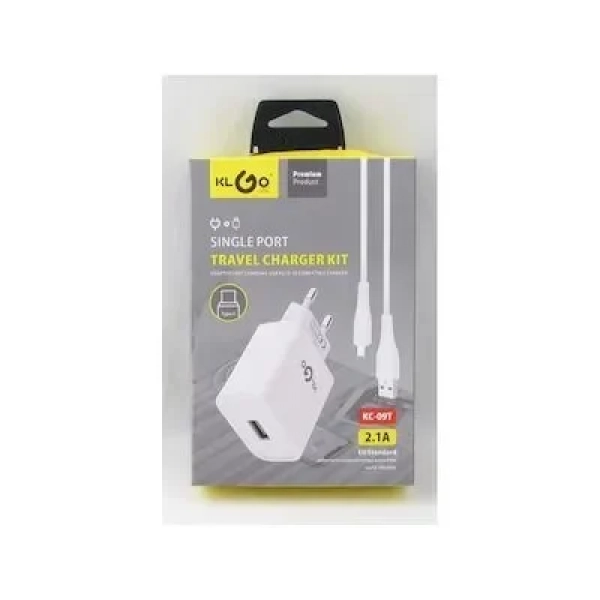 Φορτιστής Ταχείας Φόρτισης με Θύρα USB-A & Micro USB-C KLGO KC-09T Λευκό