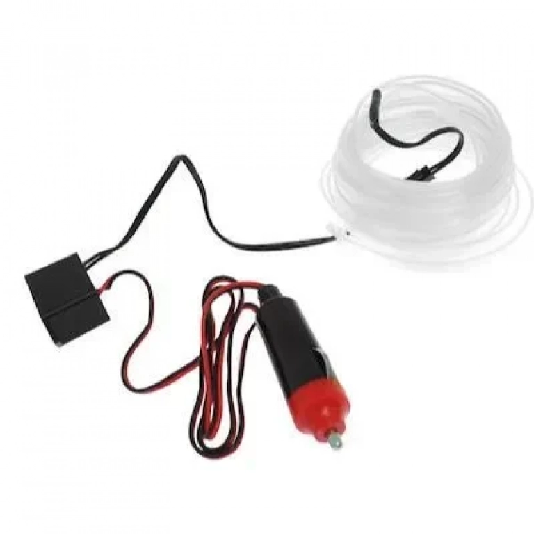 Εύκαμπτο φωτιζόμενο LED καλώδιο Neon 12V λευκό για εσωτερική διακόσμηση αυτοκινήτου 5m ΟΕΜ