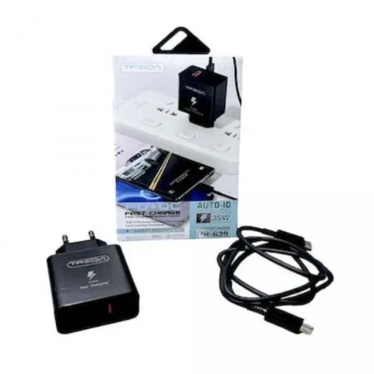 Treqa Φορτιστής με Θύρα USB-C και Καλώδιο USB-C 35W Μαύρος (CH-639)