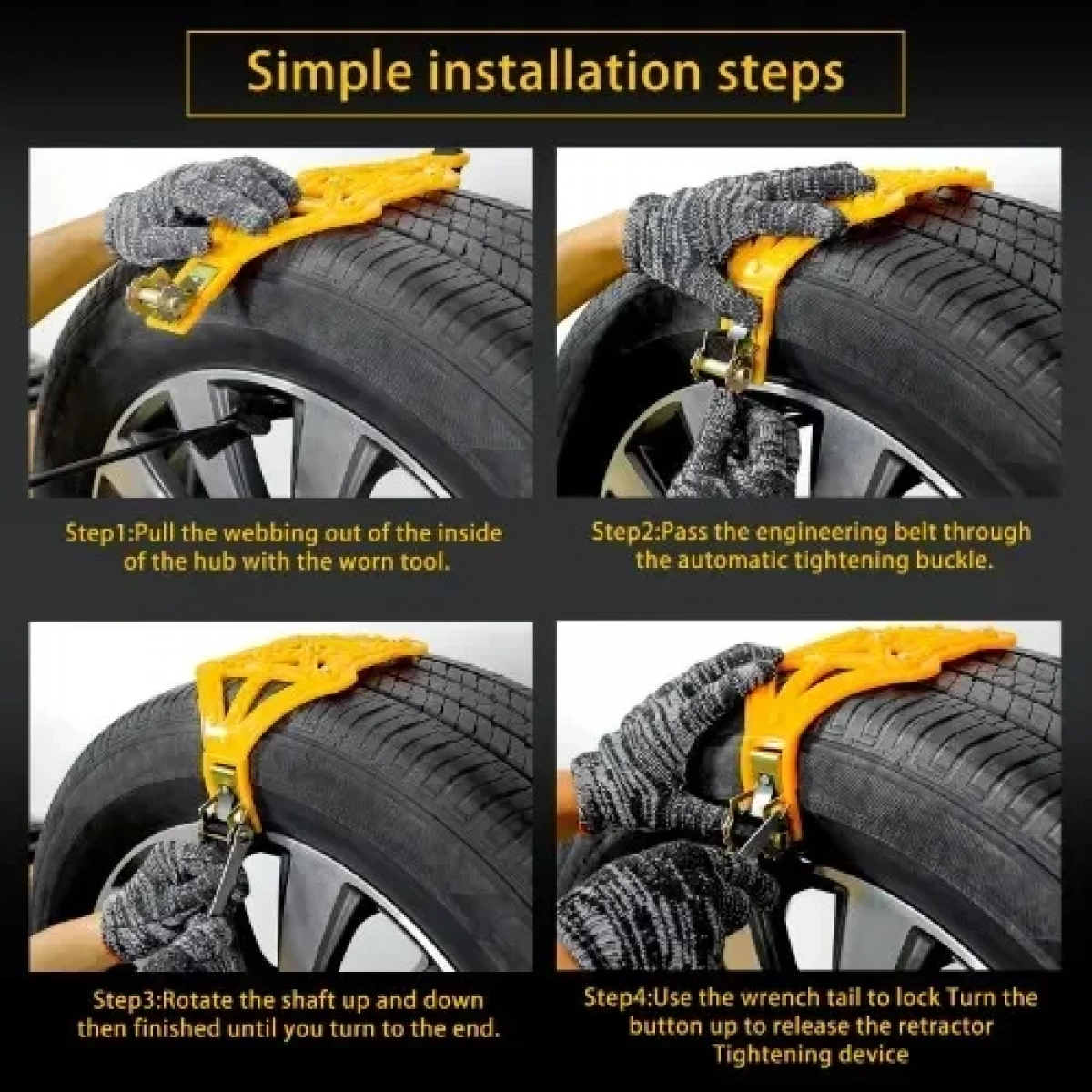 8 Πλαστικές Universal Τρακτερωτές Αλυσίδες με 5 Μεταλλικά Παγοθραυστικά & Καστάνια Σύσφιξης 165mm-275mm