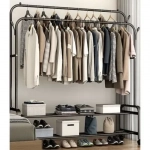 Κρεμάστρα Δαπέδου Τροχήλατη από Μέταλλο σε Μαύρο Χρώμα 150x57x110cm