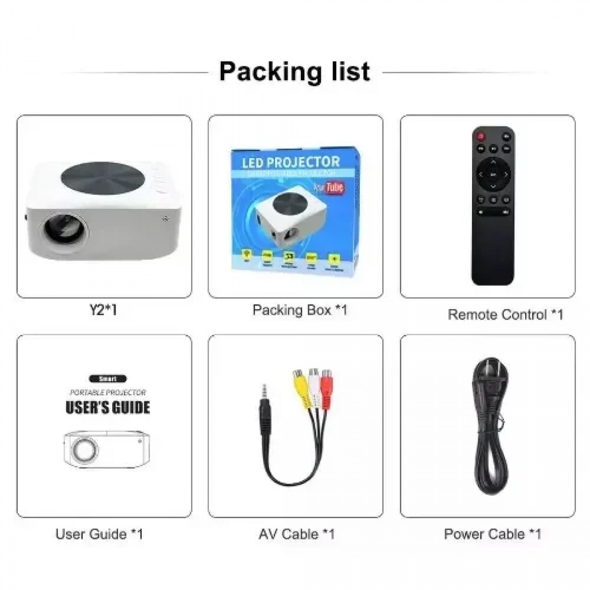Y2 Mini Projector Τεχνολογίας Προβολής LCD Λάμπας LED 1080p με οθόνη προβολής 200΄΄