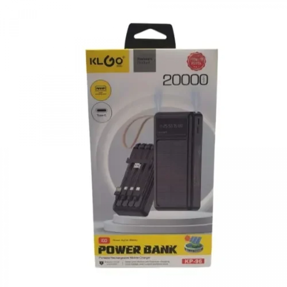 Solar Power bank γρήγορης φόρτισης 20000 mAh KP-96 KLGO μαύρο