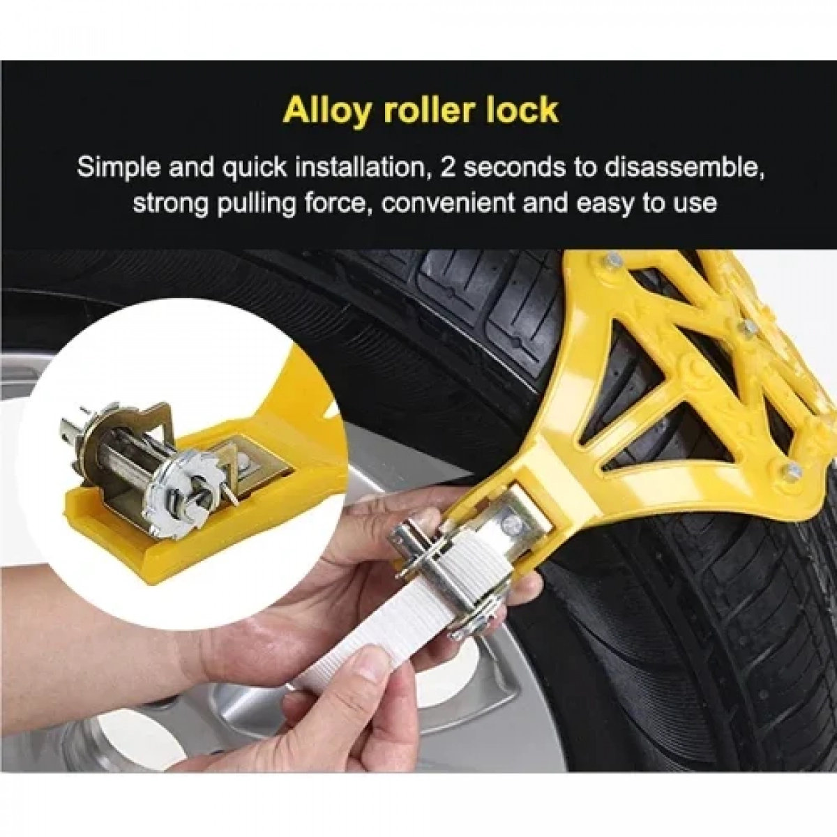 8 Πλαστικές Universal Τρακτερωτές Αλυσίδες με 5 Μεταλλικά Παγοθραυστικά & Καστάνια Σύσφιξης 165mm-275mm