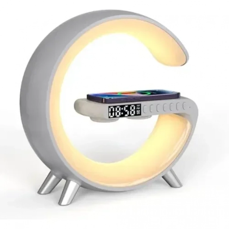 Ηχείο Bluetooth, Ασύρματος Φορτιστής και Φωτιστικό LED RGB σε Γκρι Χρώμα