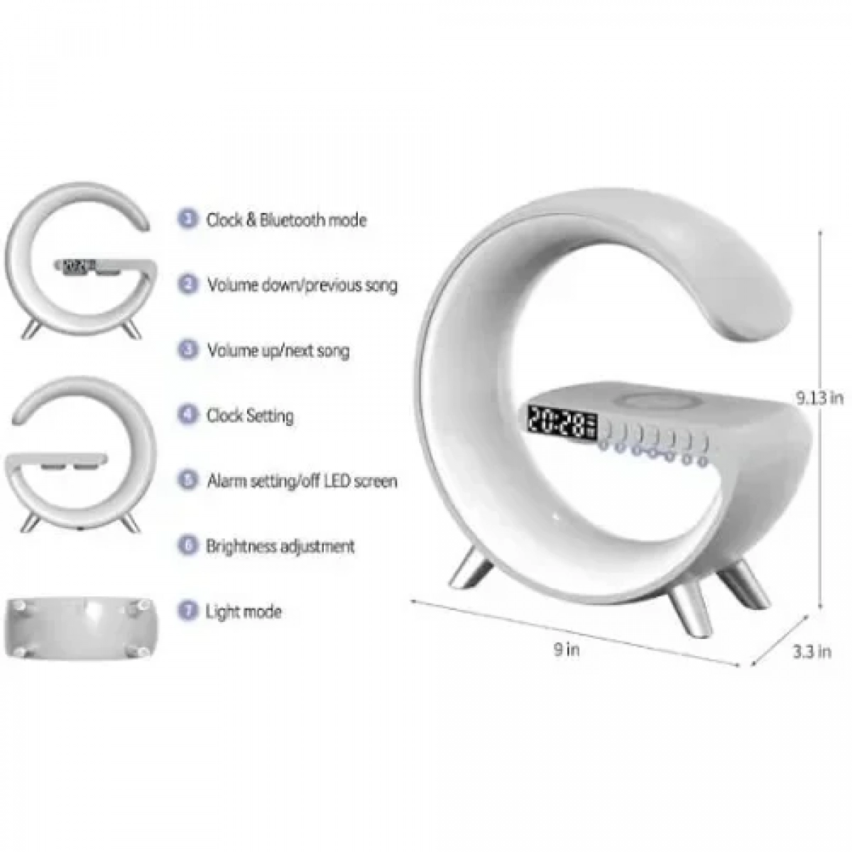 Ηχείο Bluetooth, Ασύρματος Φορτιστής και Φωτιστικό LED RGB σε Λευκό Χρώμα