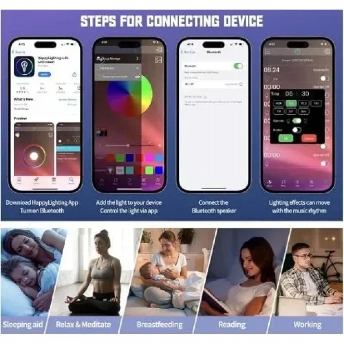 Ηχείο Bluetooth, Ασύρματος Φορτιστής και Φωτιστικό LED RGB σε Λευκό Χρώμα