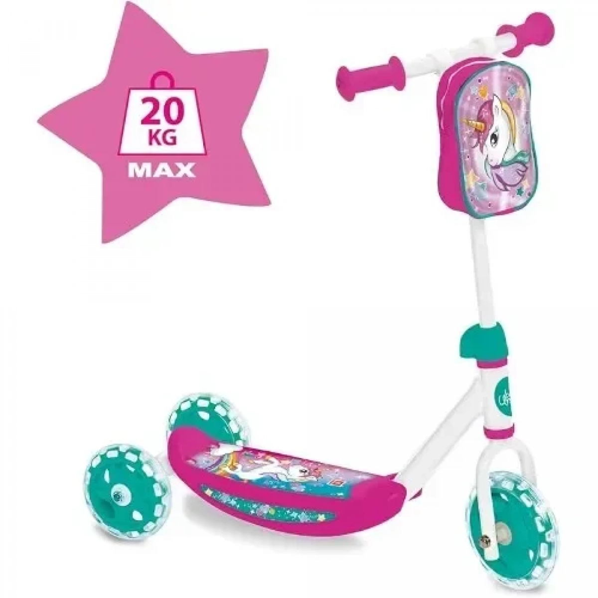 Παιδικό Πατίνι Τρίτροχο My First Scooter με Τσάντα και Ρυθμιζόμενο Τιμόνι Mondo - Unicorn