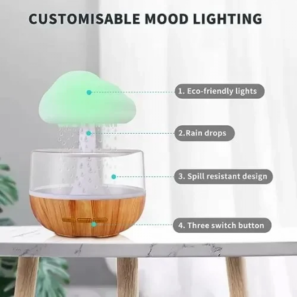 Led Συσκευή Αρωματοθεραπείας Cloud Rain με Χρονοδιακόπτη 300ml TS04093 - Image 2