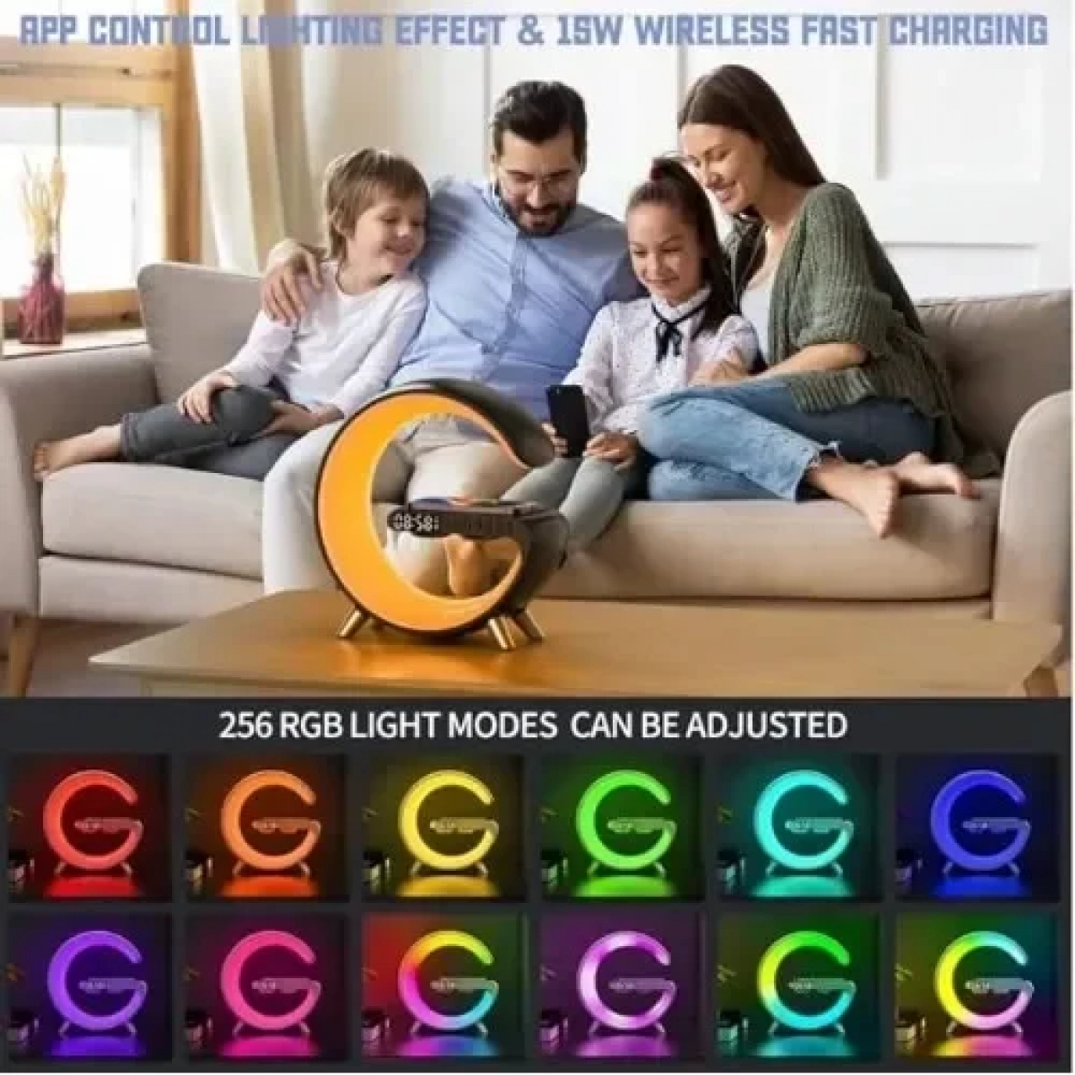 Ηχείο Bluetooth, Ασύρματος Φορτιστής και Φωτιστικό LED RGB σε Μαύρο Χρώμα