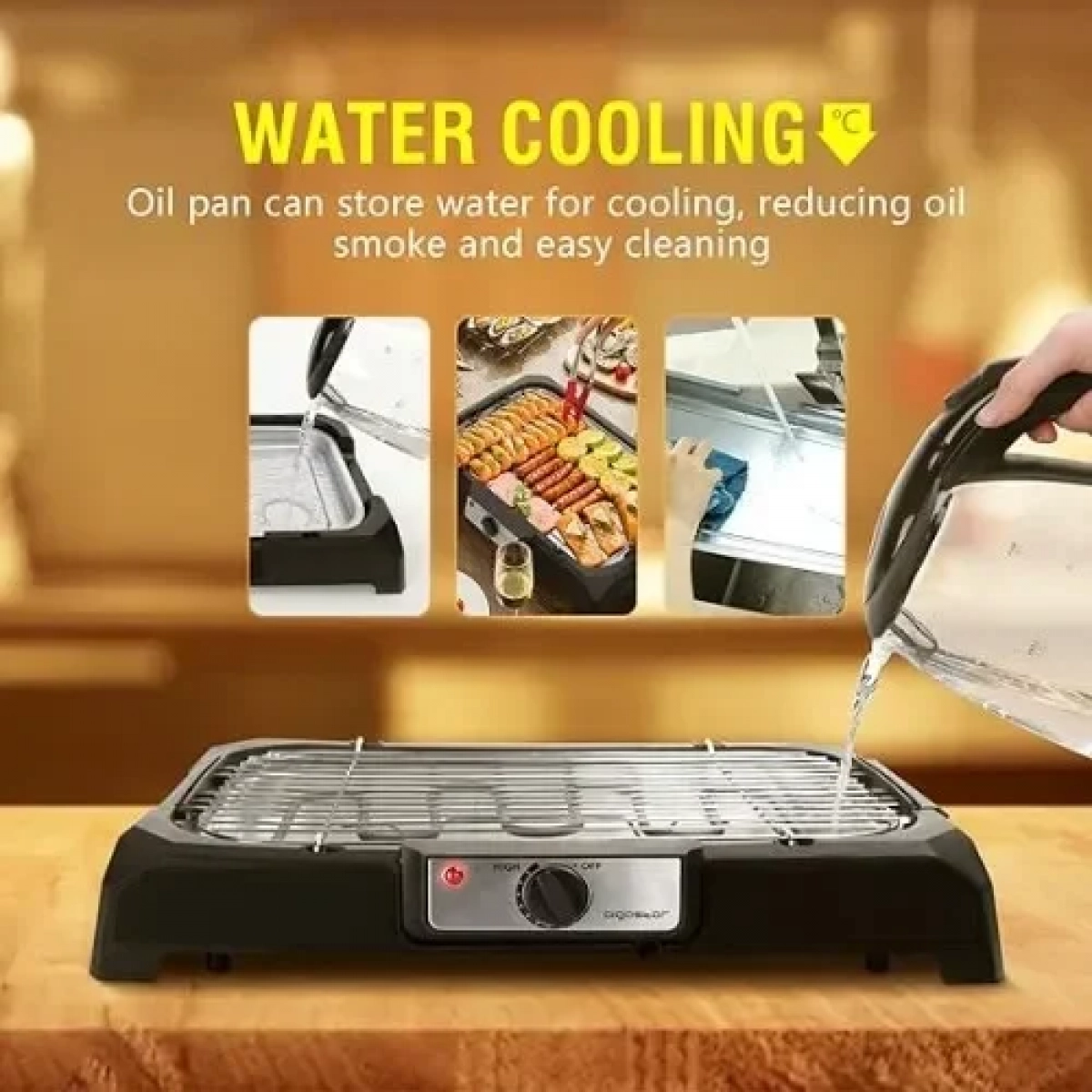 Επιτραπέζια Ψησταριά Aigostar Lava 31LDQ BBQ, 2000 W με νερό