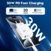 Φορτιστής ταχείας φόρτισης με 1 θύρα USB και καλώδιο Type-C To Type-C 30W Andowl Q-PD7